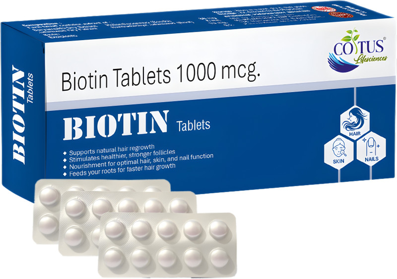 Refollium Advanced Biotin 10000 mcg For Strong Hair, Hair Fall Control & Healthy Skin(30 Tablets)