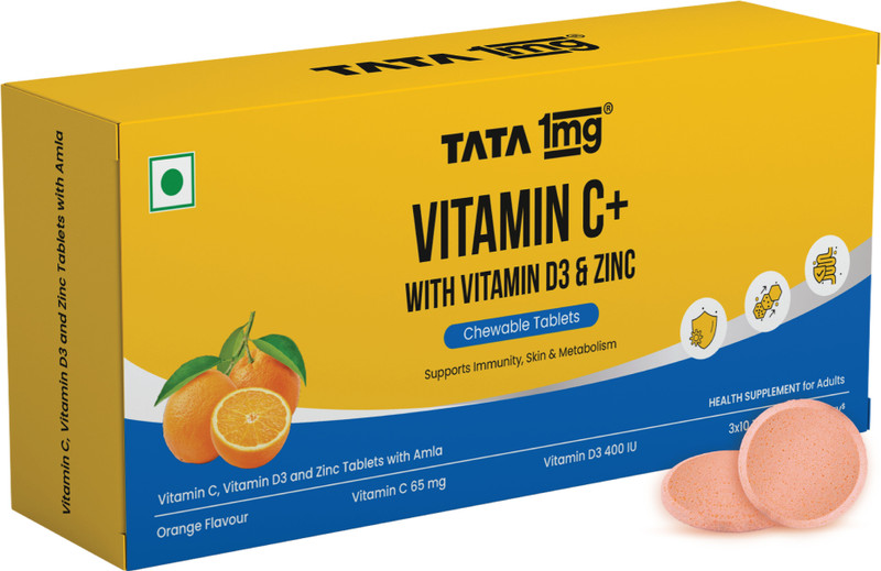 TATA 1mg Vitamin C with Vitamin D3, Zinc & Amla Extract(30 Tablets)