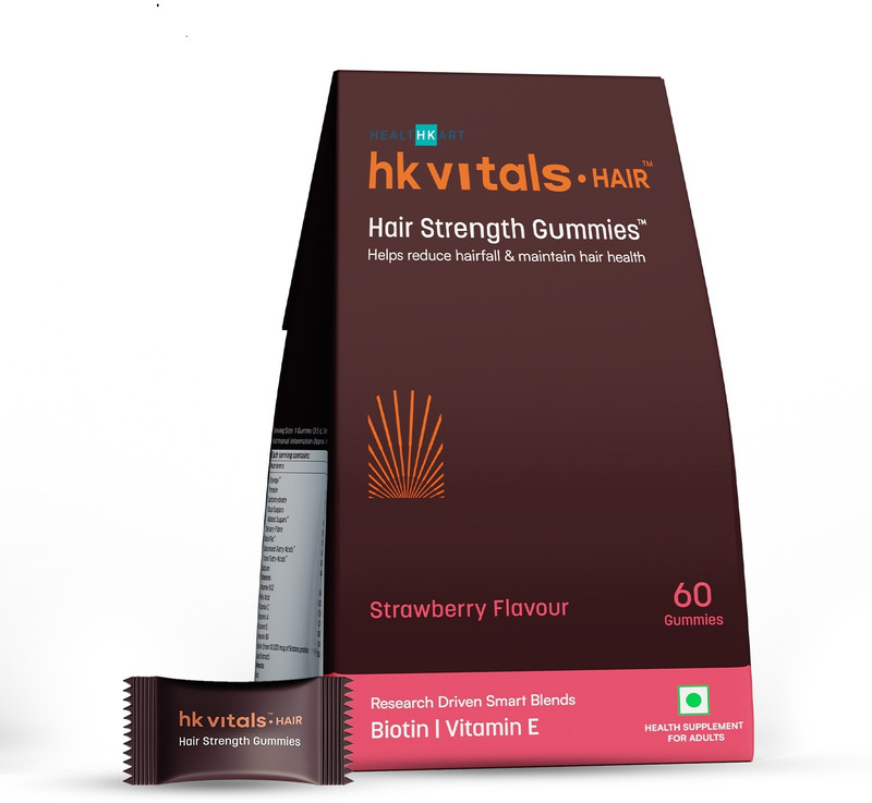 HEALTHKART hk vitals Hair Strength Gummies | With Zinc, Vitamin C, A & E(60 No)