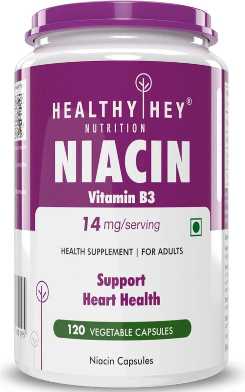 HealthyHey Nutrition Niacin - Vitamin B3-120 Veg. Capsules(120 No)