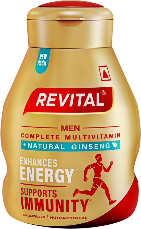 Revital H Multivitamin For Men With Natural Ginseng, 10 Vitamins & 9 Minerals(60 Capsules)