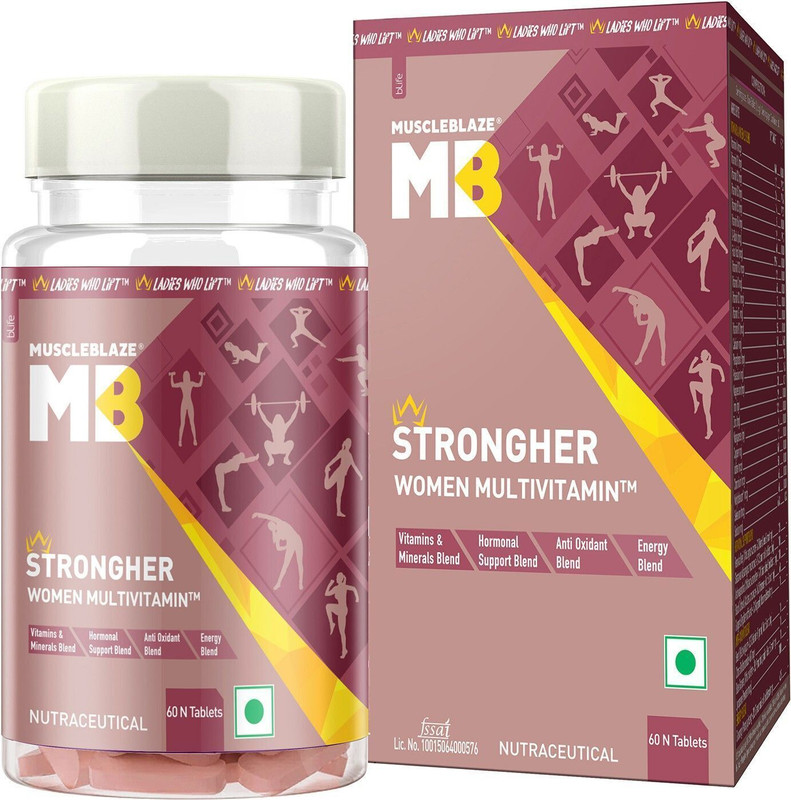 MUSCLEBLAZE Strongher Women Multivitamin, Multivitamin for Women, for Energy & Stamina(60 Tablets)