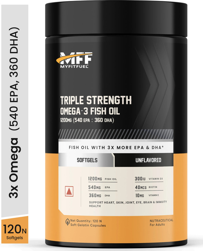MyFitFuel Triple Strength Omega 3 Fish Oil, 1200mg (540 EPA 360 DHA), 120 softgels(120 No)