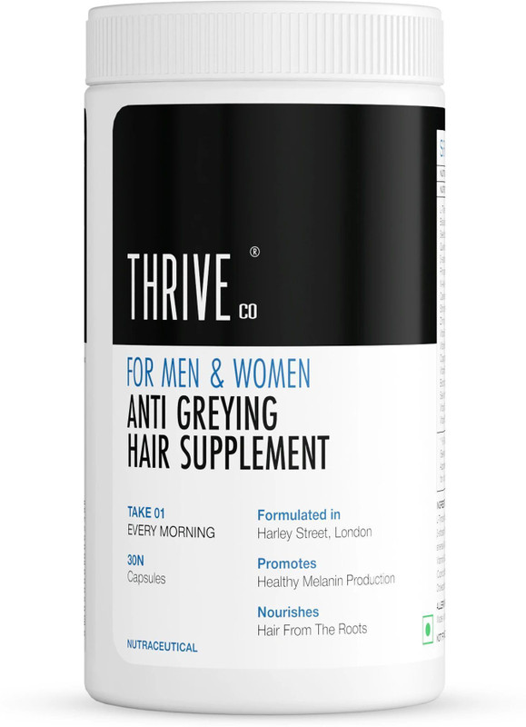 ThriveCo Anti-Greying Supplement | Drug-Free | Delays Greying & Restores Melanin(30 Capsules)