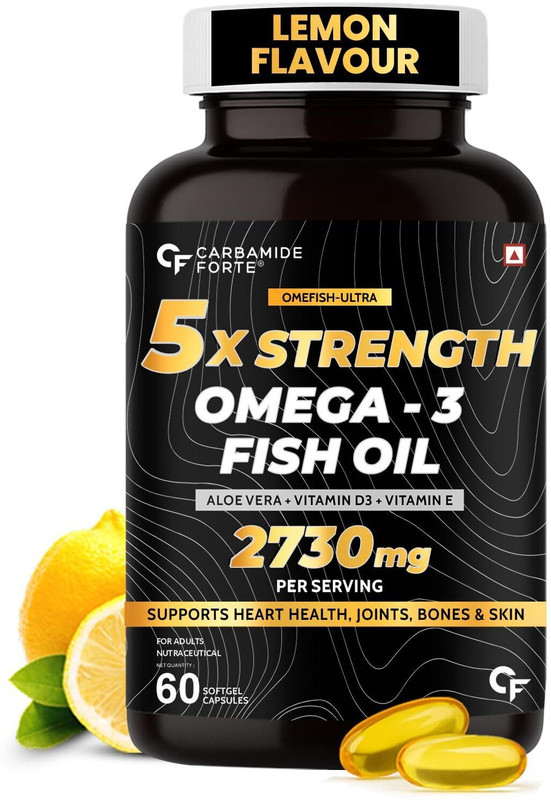 CARBAMIDE FORTE 5X Strength Omega 3 Fish Oil Capsules for Heart, Brain & Joints (2730mg)(60 Capsules)