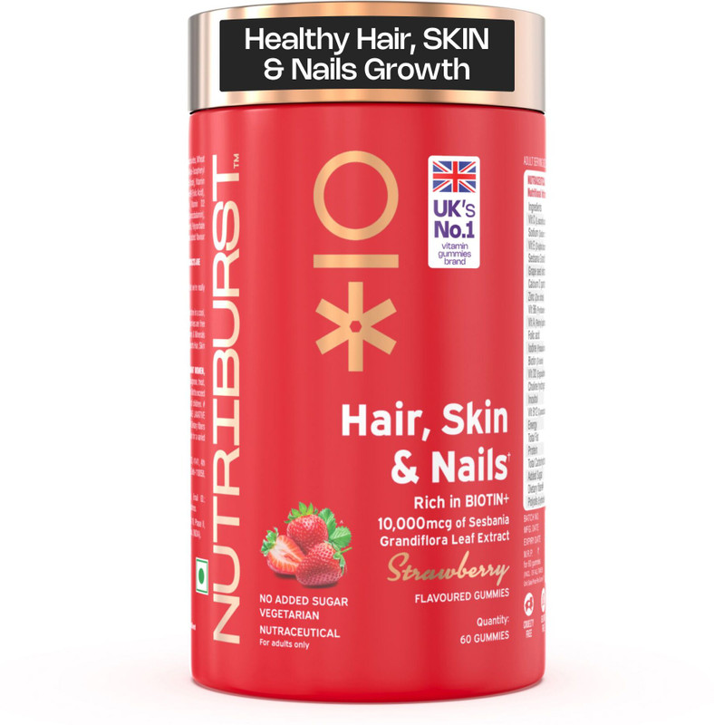 Nutriburst Biotin Gummies for Hair, Skin & Nails Growth(60 No)