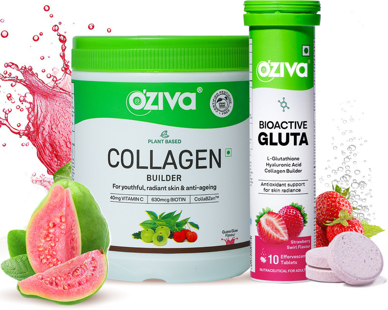 OZiva Gluta Fizzy To Reduce Pigmentation & Collagen (Guava) for Bright Youthful Skin(130 g)