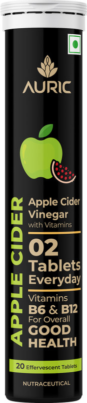 Auric Apple Cider Vinegar Vitamins Tablets Vitamin B6 & B12 In Every Tube(20 Tablets)