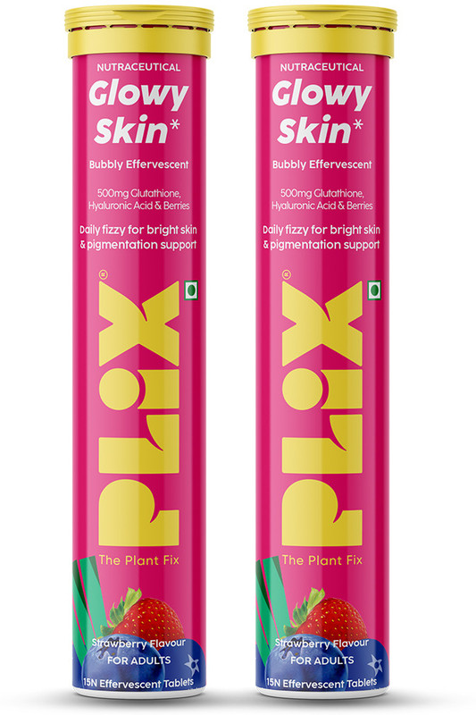 The Plant Fix Plix Glutathione Skin Glow Effervescent Tablet 500mg for Clear & Youthful Skin(2 x 15 Tablets)
