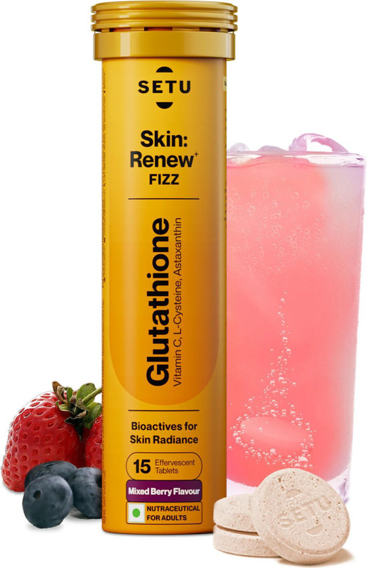 SETU Skin Renew Glutathione 500mg Tablets with Vitamin C Mixed Berry Flavour(15 Tablets)