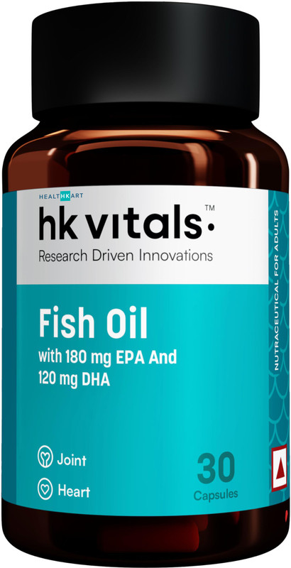 HEALTHKART HK Vitals Fish Oil 1000mg with 180mg EPA and 120mg DHA,for Joints & Heart Health(30 Capsules)
