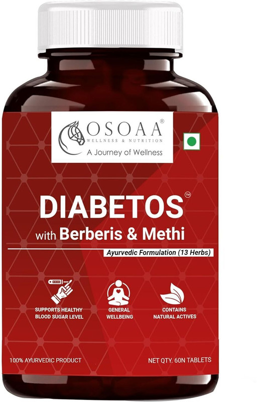 Osoaa 100% Herbal Diabetic Care Ayurvedic Capsuels For Type 1 & 2 With Jamun, Karela(60 Tablets)