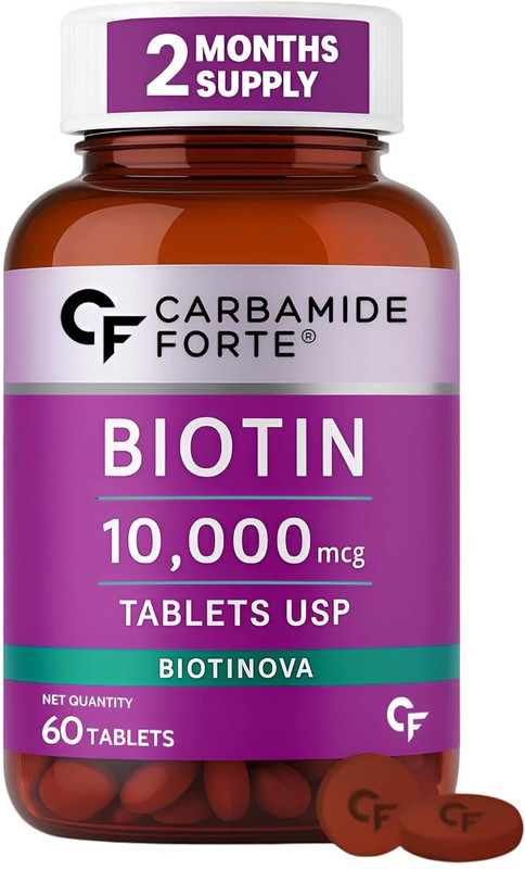 CARBAMIDE FORTE Biotin Tablets 10000 mcg for Hair Growth & Skin for Women & Men(60 No)