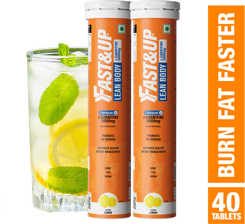 FAST&UP L-Carnitine Tartrate 2000mg, Helps Convert Fat into Energy, Lemon Flavor(2 x 20 Tablets)