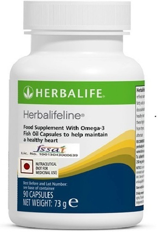 Herbal Nutrition Life Herbalifeline Food Supplement with Omega 3 to help maintain a healthy Heart(90 Capsules)