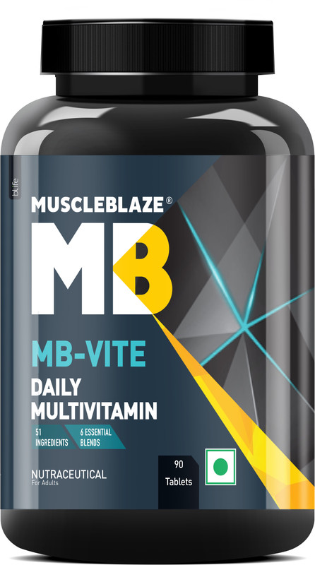 MUSCLEBLAZE MB-Vite Multivitamin, 25 Vitamins & Minerals, 100% RDA of Immunity Boosters(90 Tablets)