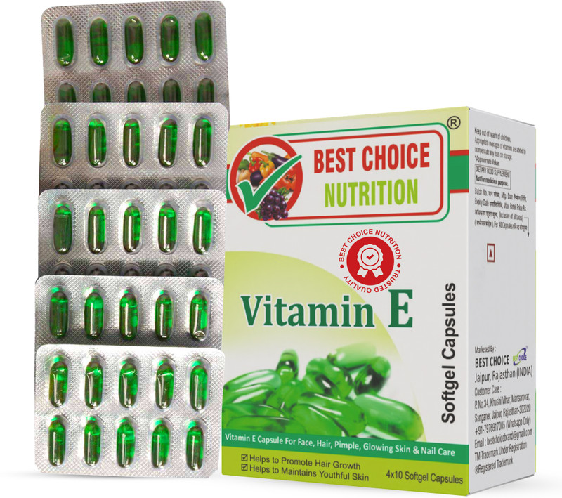 BEST CHOICE NUTRITION Vitamin E for Hair Regrowth & Hairfall Control(50 No)