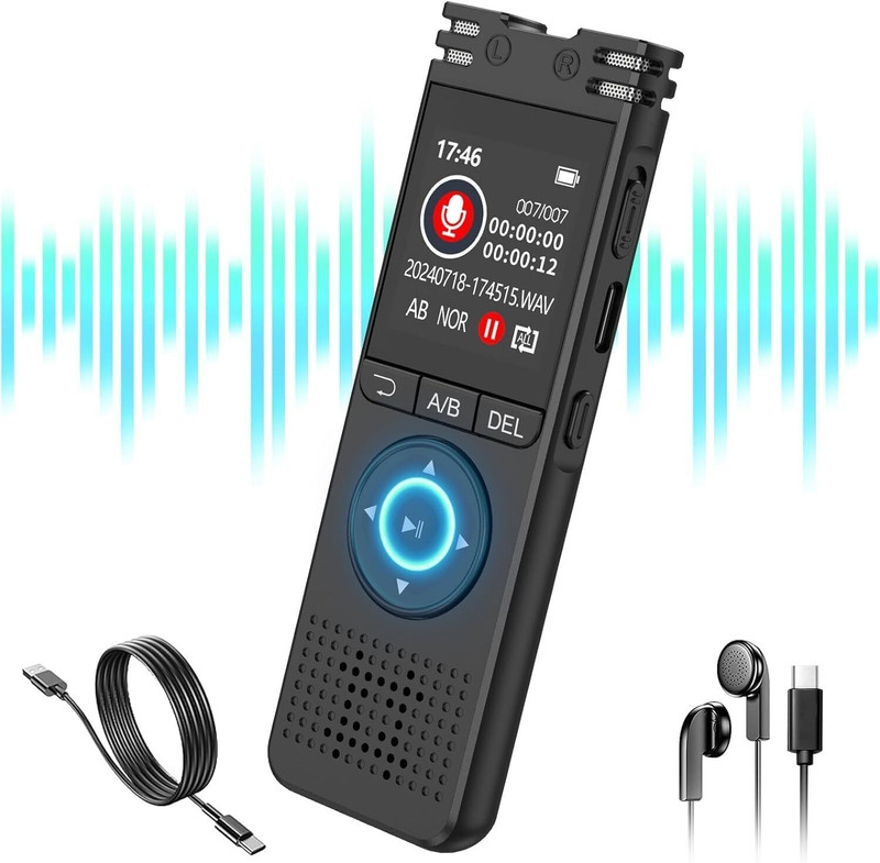 CASON 32GB Voice Recorder Device with AI Noise Reduction & Mp3 Player With Earphones, 32 GB Voice Recorder(3 inch Display)