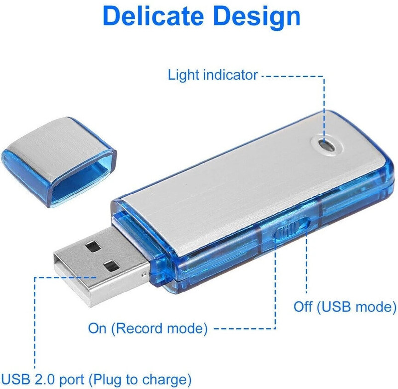 FREDI HD PLUS USB Voice Recorder 8GB Storage in-Built Small Sized Poratble Recorder 8 GB Voice Recorder(0 inch Display)