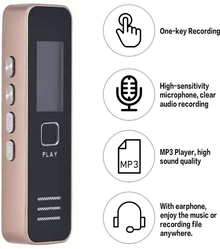 DDLC Digital Voice Recorder 4K Audio Recording,MP3 players mini spy device 8 GB Voice Recorder(0 inch Display)