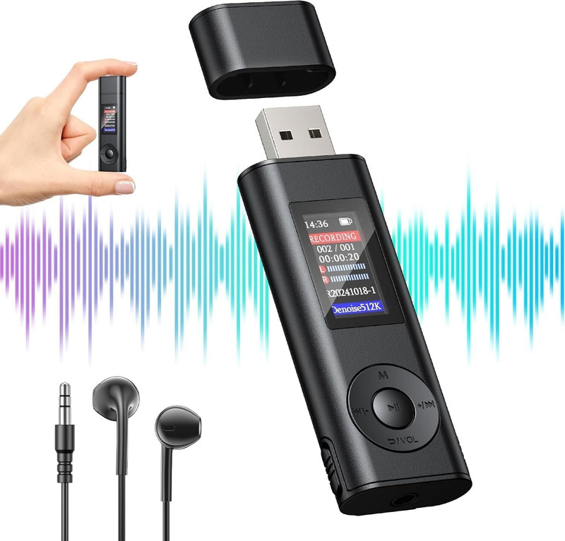 CASON 32GB Voice Recorder Device with AI Noise Reduction & Mp3 Player With Earphones, 32 GB Voice Recorder(3 inch Display)