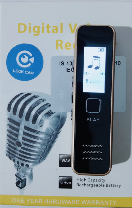 lookcam 8GB voice recorder MP3 player audio recorder long lasting battery backup small 8 GB Voice Recorder(0 inch Display)