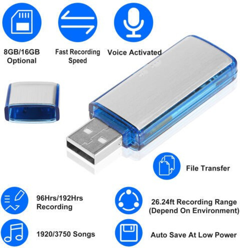 OSHSIZ Hidden Device for Lectures Meetings Interviews Portable Audio record 4 GB Voice 4 GB Voice Recorder(0 inch Display)