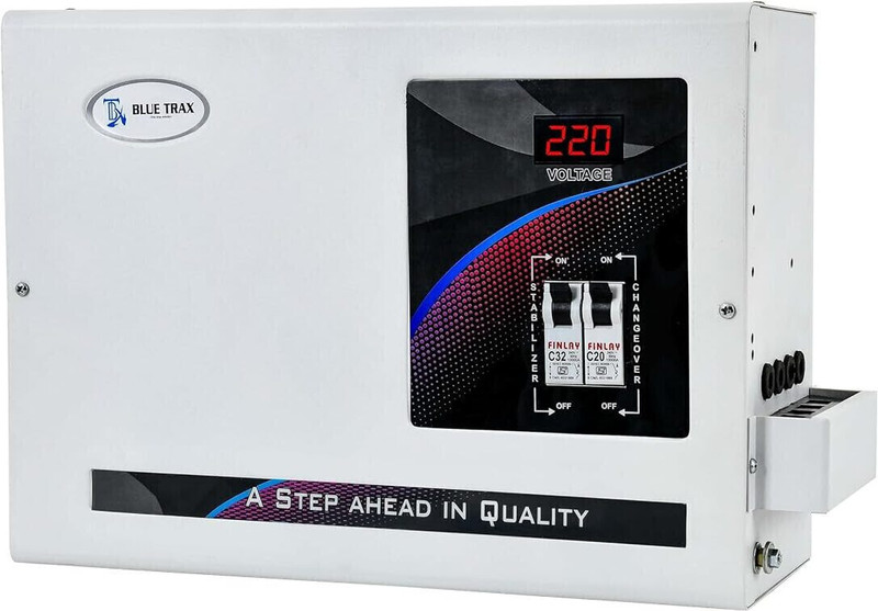 BLUE TRAX Mainline Digital Voltage Hanging Stabilizer for Home (7.5 KVA 6000W 90-280V) Voltage Stabilizer(Grey)