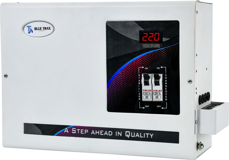 BLUE TRAX Main Line Copper Hanging Automatic Digital 3 KVA Heavy Duty 2400W, 70V-280V Voltage Stabilizer(White)