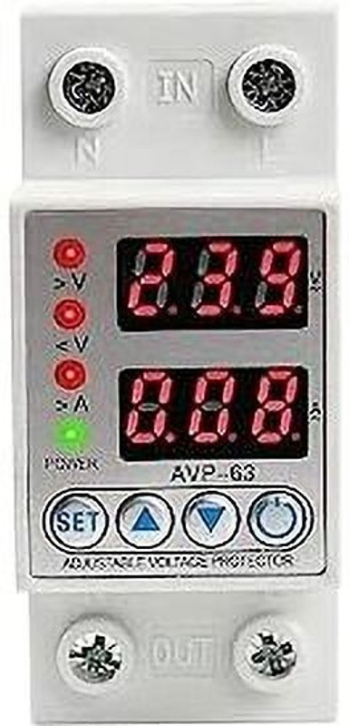 Real Instruments Automatic Over/Under Voltage Protection with Auto Re-Connect LED Display 220V Over/Under Voltage Protection(White)