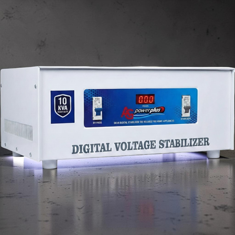 AG power plus PowerPlus 10 KVA Smart Voltage (Copper)Stabilizer| 150V–300V Wide Range | Heavy Duty Mainline Stabilizer(White)