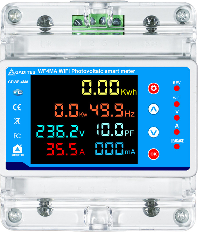 GADITES 100A Wifi SmartEnergy Voltage Protector Energy Meter Bidirectional Meter voltage Guard(White)