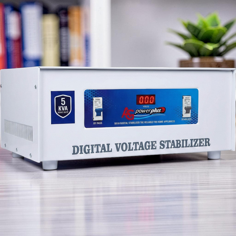 AG power plus Heavy Duty 5 KVA Digital 70V 320V Voltage Stabilizer | Automatic Regulator Mainline Stabilizer with LED Display & Bypass Switch(White)