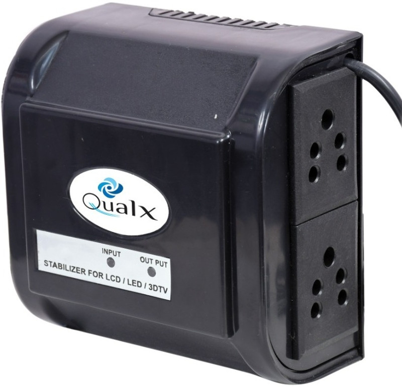 QUALX Mini Crystal 5 Year Domestic Warranty TV Stabilizer for up to 82 cm (32") Smart/LED TV + Set Top Box(Black)