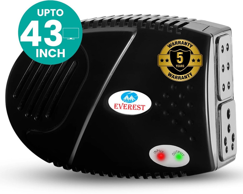 EVEREST ELS 600 MINI ULTRA Stabilizer for LEDTV Upto 43" Home Theater,Set TopBox(Working Range 90V to 290V)(Black)