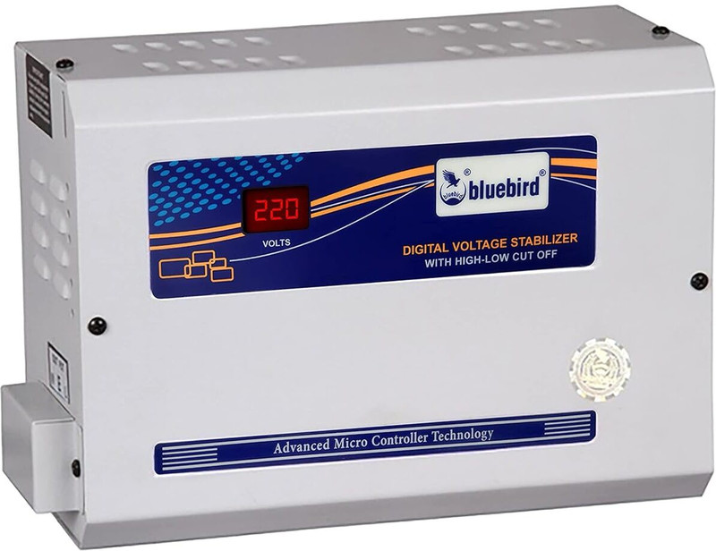 Bluebird Digital Voltage Stabilizer 4kVA 150-270V Economy for 1 and 1.5 Ton AC WITH HLC HIGH-LOW CUT OFF TIMER(Light Grey)