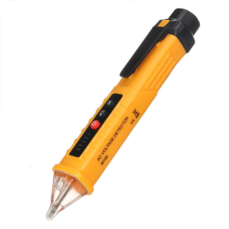 GoodsBazaar M-10 12~1000V AC Non Contact Voltage Tester Alert Pen Detector Breakpoint Finder LED Digital Test Pencil LCD Electric Voltage Detector Tester AC/DC 12-1000 Volt(Orange, Black)