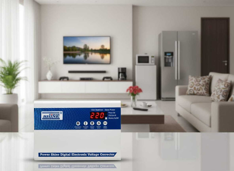 POWER SHINE 5KVA SPL (PS500 DD ITD SPL) DIGITAL ELECTRONIC VOLTAGE STABILIZER(WHITE AND BLUE)