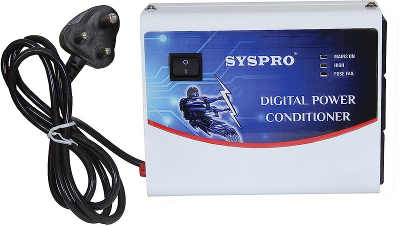 Syspro Voltage Stabilizer for Double Door Fridge up to 450 Liter ( Range 160-280 V ) | 500 VA Voltage Stabilizer for Refrigerator(Light Blue color)