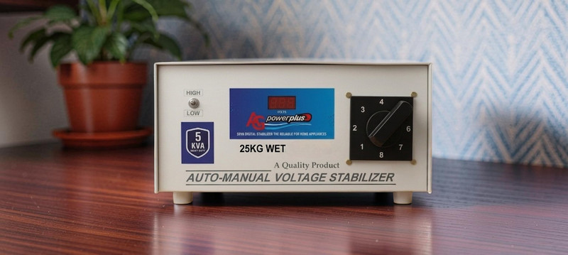 AG power plus 5KVA Digital Voltage Stabilizer with Wide Input Range 70V–320V | Heavy Duty Mainline(Copper)Stabilizer with LED Display & Bypass Switch(White)