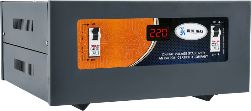 BLUE TRAX Table Top Copper Automatic Digital 0.5 KVA Heavy-Duty 500W, 130V-280V Voltage Stabilizer(Grey)