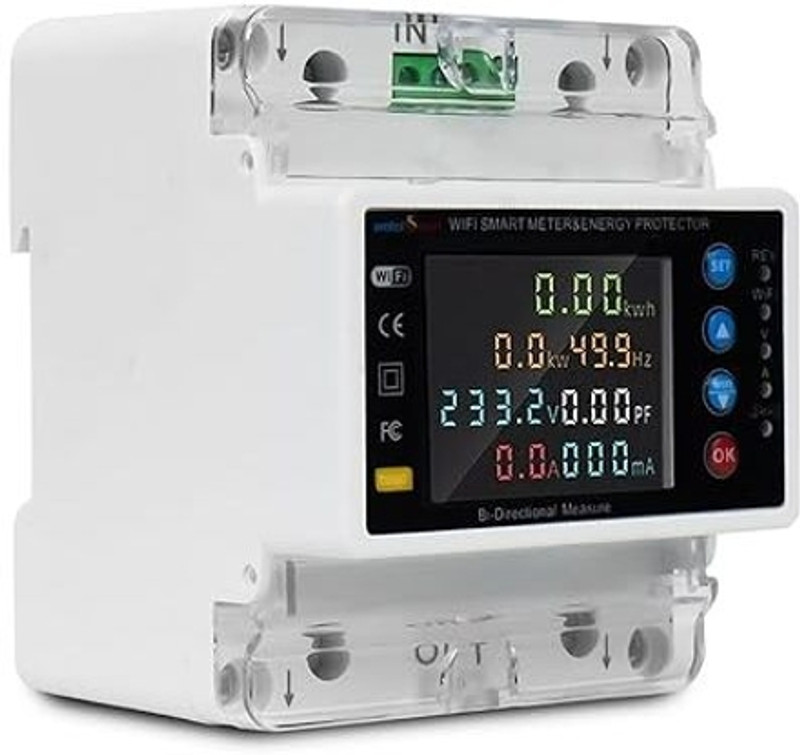 amiciSmart WiFi Bi-Directional Energy Meter with Adjustable Over/Under Voltage Digital Voltage Tester