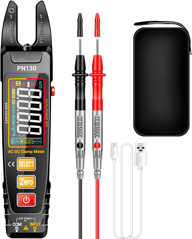 Zorbes Digital Multimeter TRMS 4000 Counts Clamp Meter with LED Light Color LCD Digital Voltage Tester