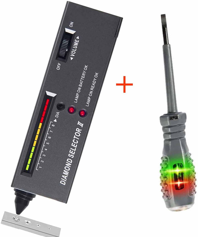 PKT Diamond Tester Jewelry Tools +1Detector Electrical Slotted Screwdriver Indicator Digital Voltage Tester