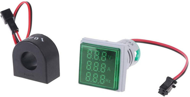 electrolight digita Yellow LED Voltmeter, Ammeter, HZ 22mm Square AC 20-500V 0-100A Amp Volt Voltage Tester Meter Dual LED Indicator Digital Voltage Tester