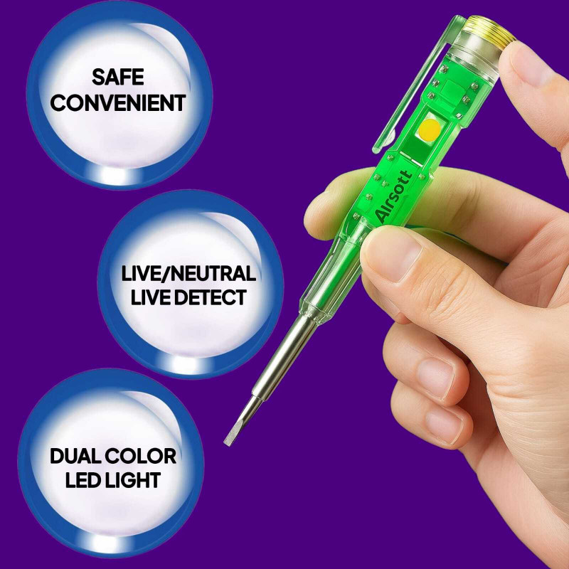 AirSoft Voltage Tester 12V-250V Dual LED Voltage Detector Screwdriver Tester Digital Voltage Tester