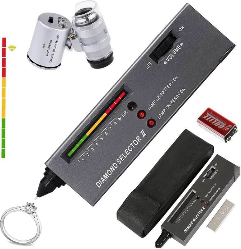 BEANO 01 Morris Diamond Tester Pen with 60X Mini LED Magnifying Glass Pen Professional Digital Voltage Tester