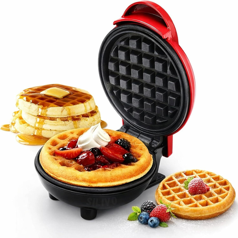 TVENTERPRISE 3 In 1 Mini Waffle Maker Machine - 4 Inch Waffle Maker