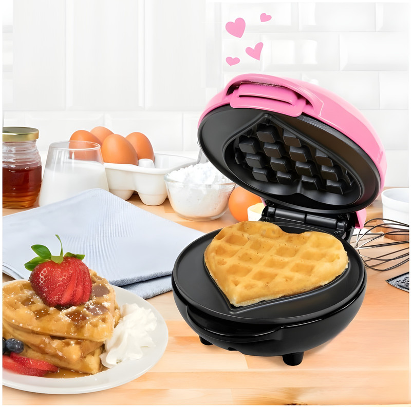 Onshoppy Heart-shaped Waffles in Pink a Playful & Unique Way to Enjoy your Favorite Treat Waffle Maker