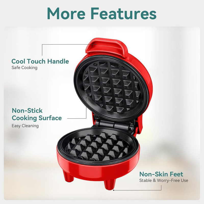 ARENTERPRISES WM_Round_Red 1 Waffle Maker